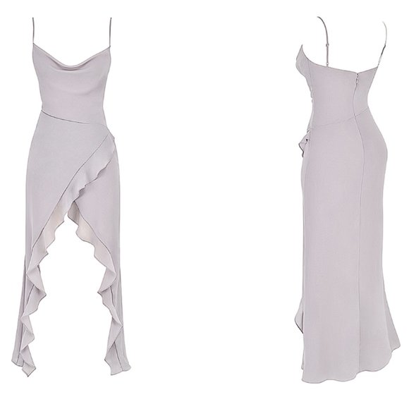 HOUSE OF CB 'Alexandria' Grey Floaty Maxi Dress - Picture 6 of 11